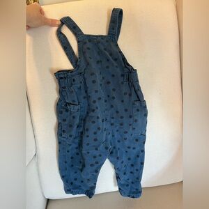 Zara Polka Dot Denim Overalls 12-18 months